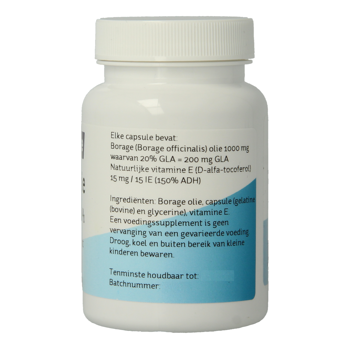 Nova Vitae Borage oil capsules, 1000mg with 20% GLA, showing a bottle of 60 capsules on a white background.