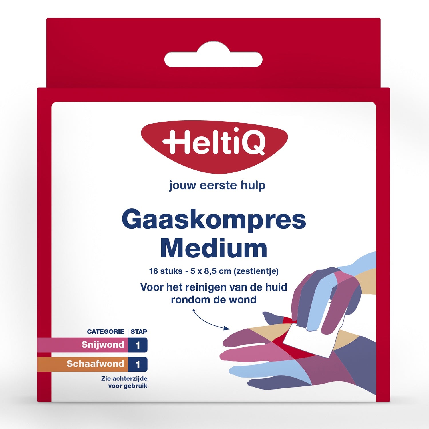 Heltiq gaaskompres 8.5 x 5cm, sterile wound dressings, pack of 16 for wound care and medical use.