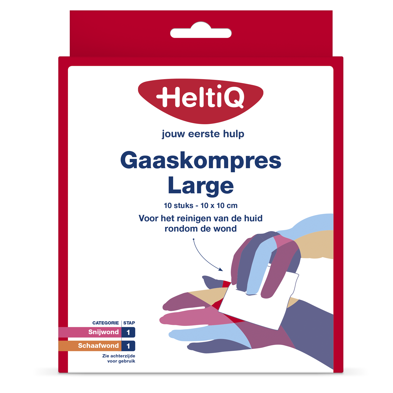 Heltiq gauze compresses, 10x10cm, pack of 10 sterile gauze pads for wound dressing and medical use.