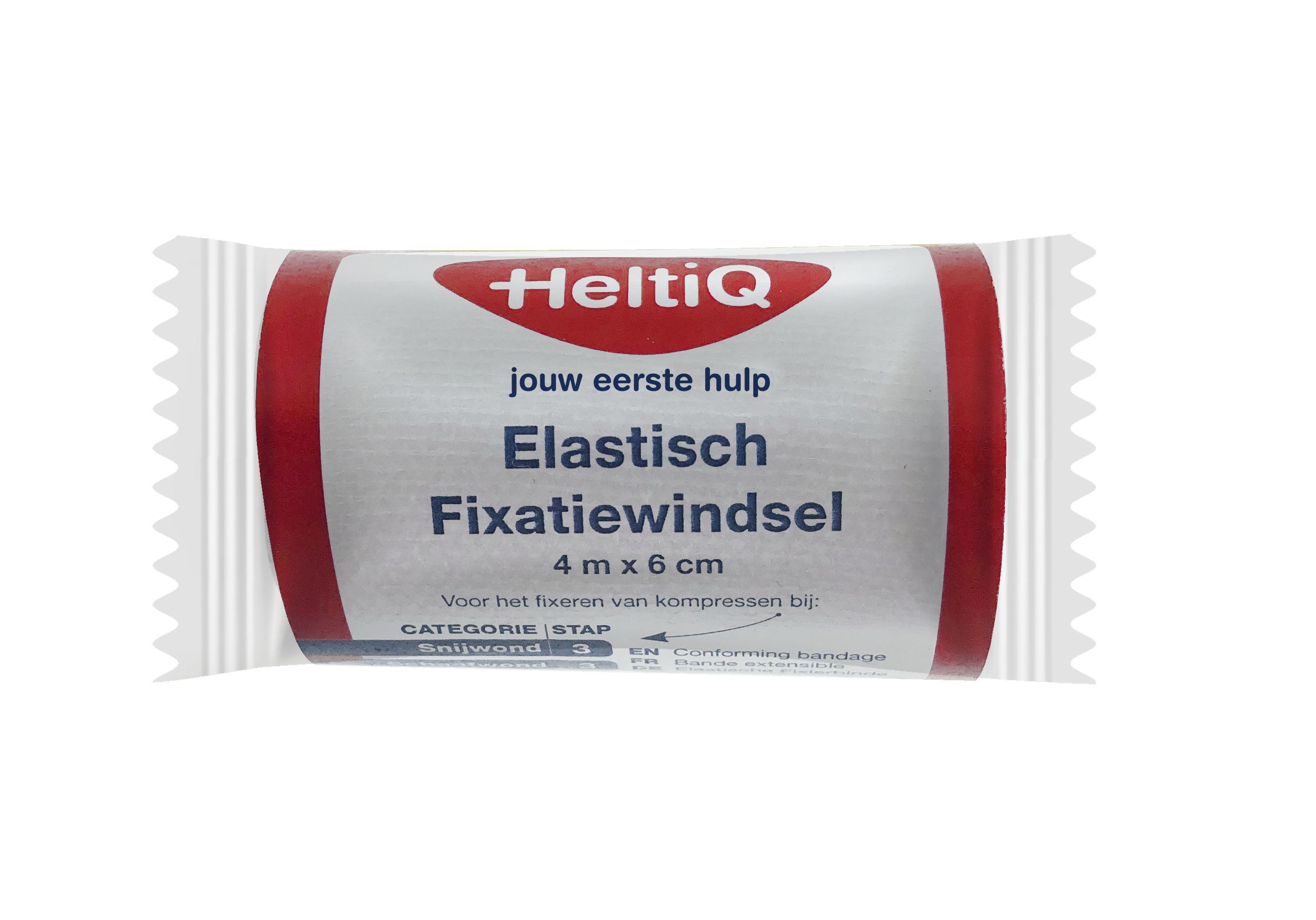 Heltiq elastic fixation bandage, 4m x 6cm, versatile windsels for secure support and compression.