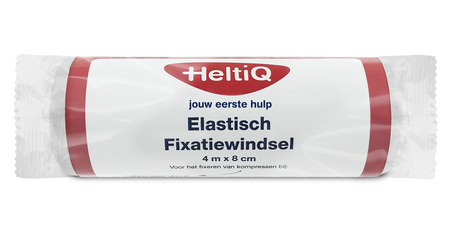 Heltiq elastic fixation bandage 4m x 8cm, soft and stretchy wound dressing for secure support and compression.