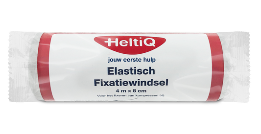 Heltiq elastic fixation bandage 4m x 8cm, soft and stretchy wound dressing for secure support and compression.