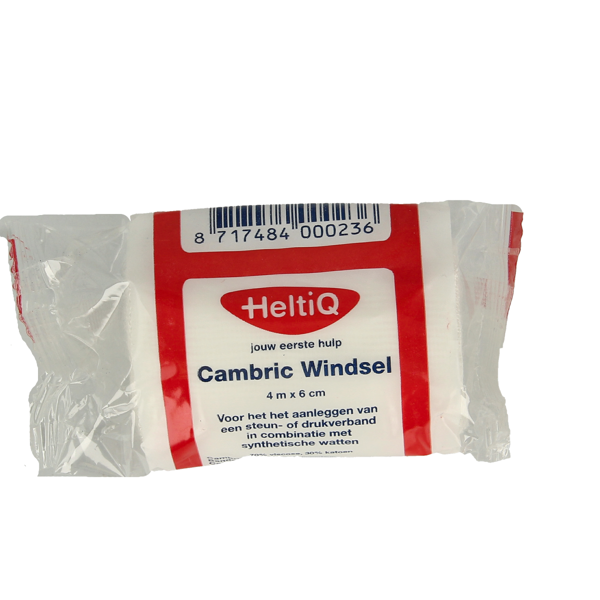 Heltiq Cambric windsel 4m x 6cm, sterile wound dressing bandage, single pack, lightweight and breathable.