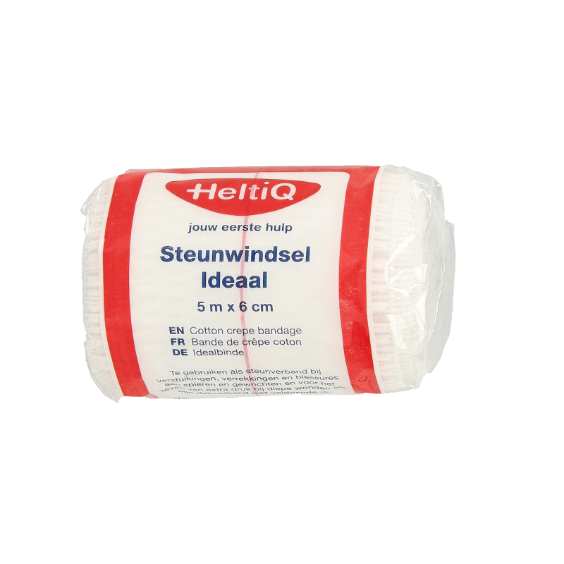 Heltiq windel met 5m lengte en 6cm breedte, ideaal voor verzorgingsdoeleinden, zichtbaar in de afbeelding.