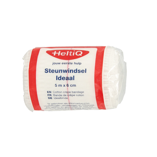 Heltiq windel met 5m lengte en 6cm breedte, ideaal voor verzorgingsdoeleinden, zichtbaar in de afbeelding.
