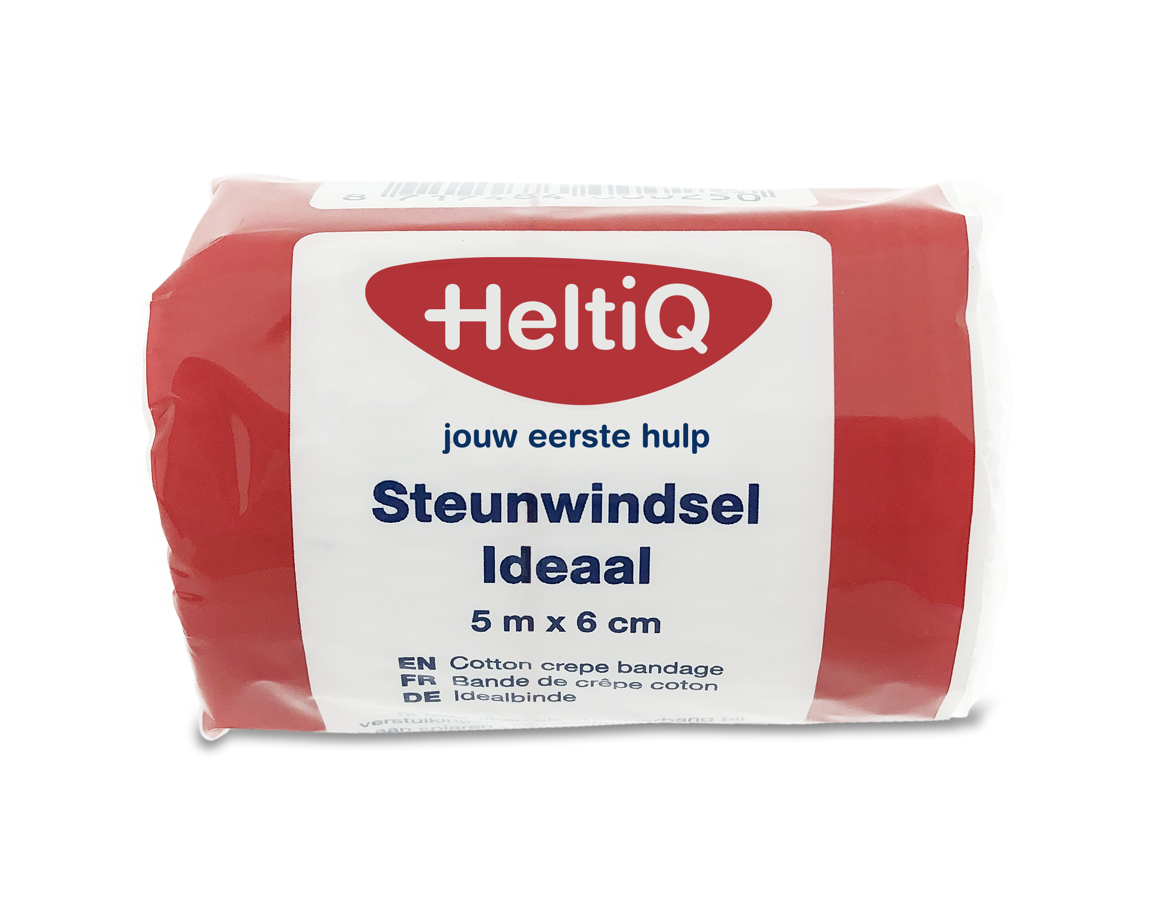Heltiq steunwindsel, 5m x 6cm, soft fabric bandage for support and compression, shown in the product image.