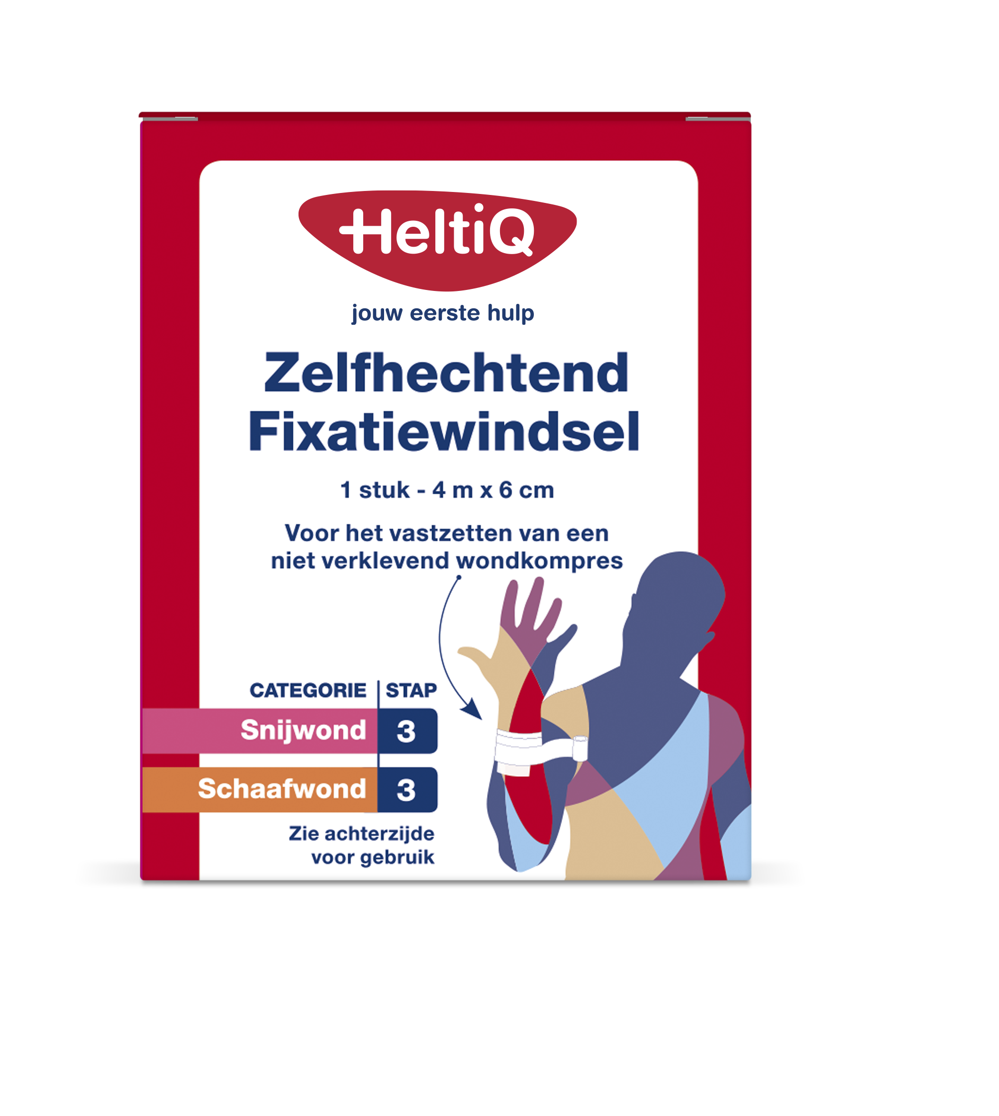 Heltiq self-adhesive bandage 4m x 6cm, elastic wound dressing for secure, comfortable support.