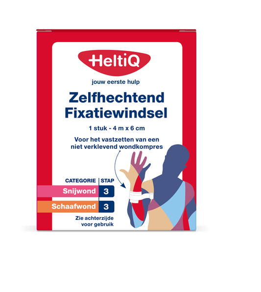 Heltiq self-adhesive bandage 4m x 6cm, elastic wound dressing for secure, comfortable support.