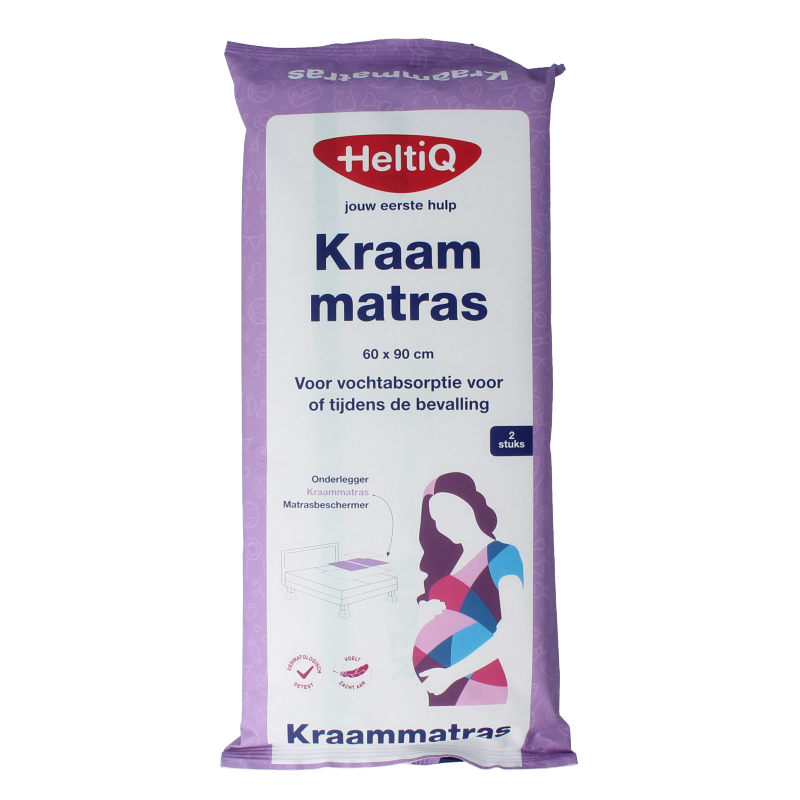 Heltiq Kraammatras 60x90cm set of 2, soft maternity mattress covers for Kraamtijd, featuring comfortable fabric and secure fit.