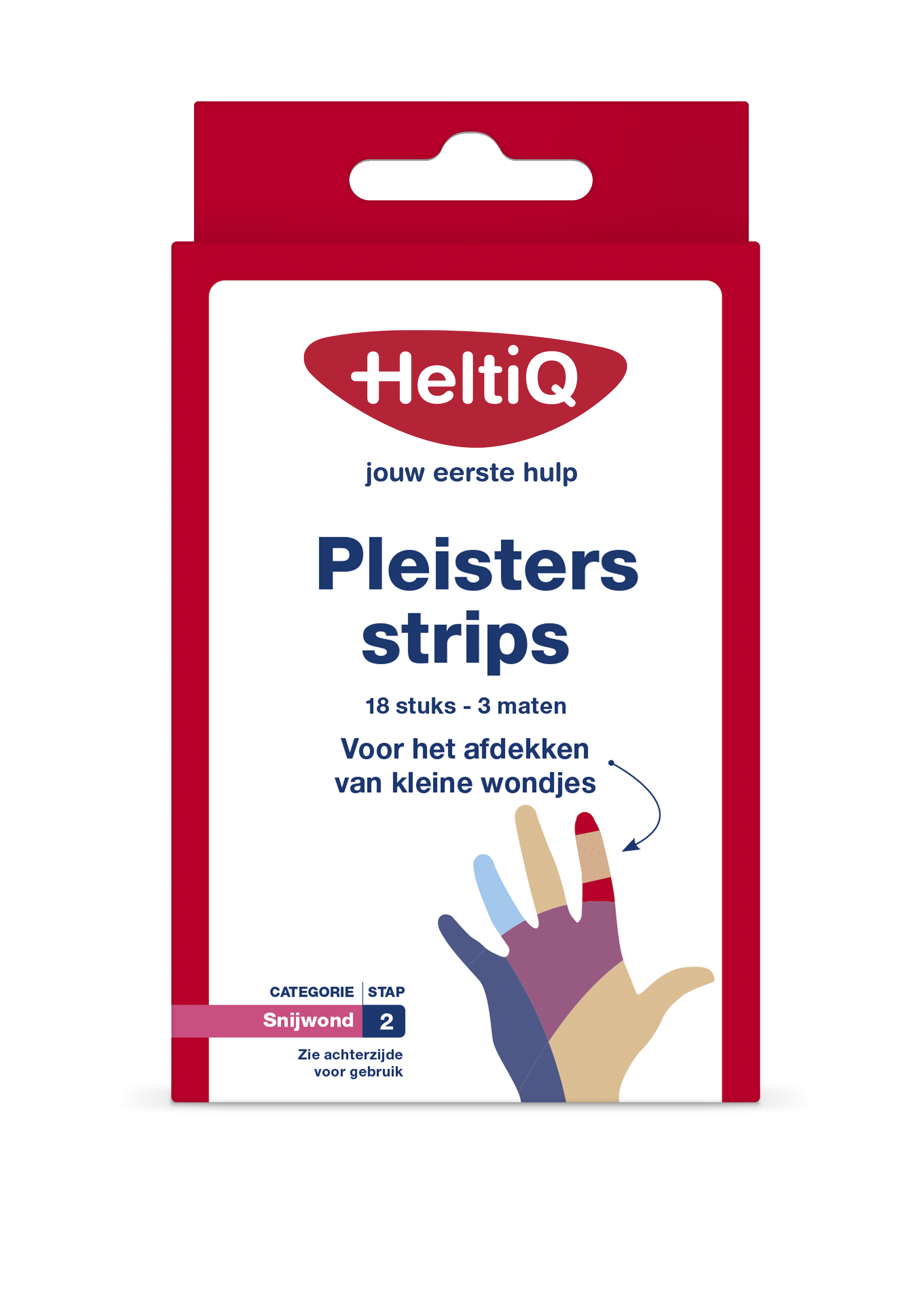 Heltiq water-resistant and elastic adhesive strips, 18-pack, for wound care and skin protection.