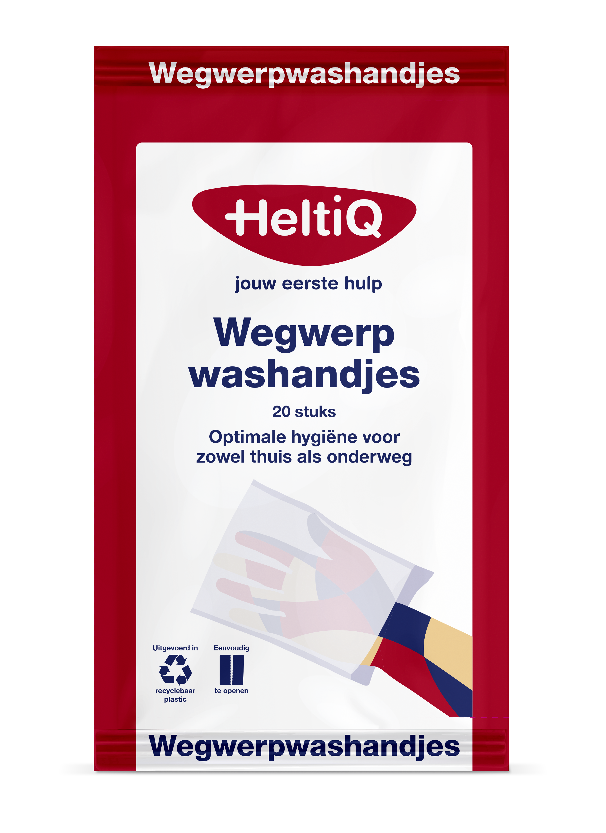 Heltiq disposable washcloths for body care, 20-piece pack, soft and hygienic cleaning cloths for personal use.