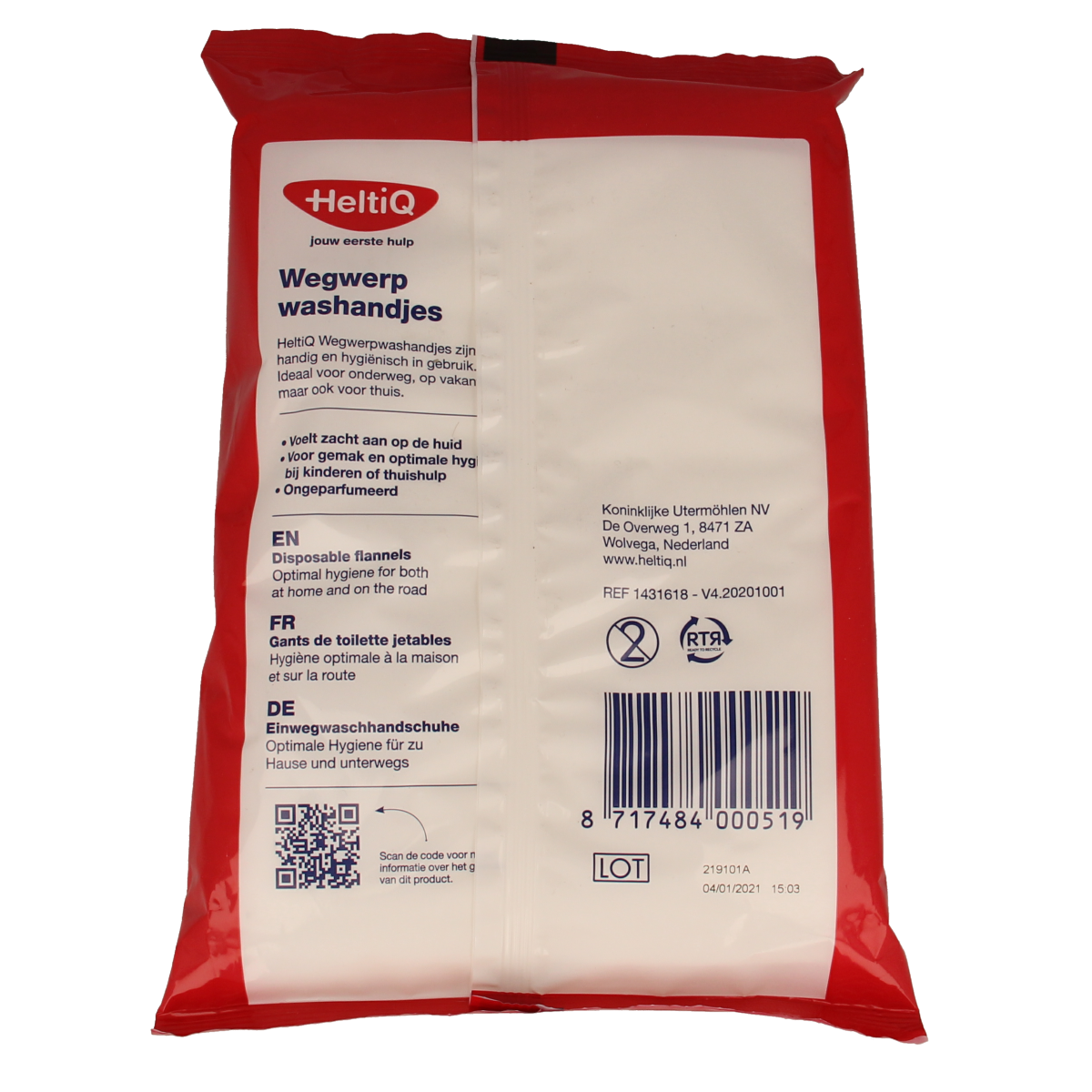 Heltiq disposable washcloths for body care, pack of 20, soft and gentle cleaning cloths for personal hygiene.
