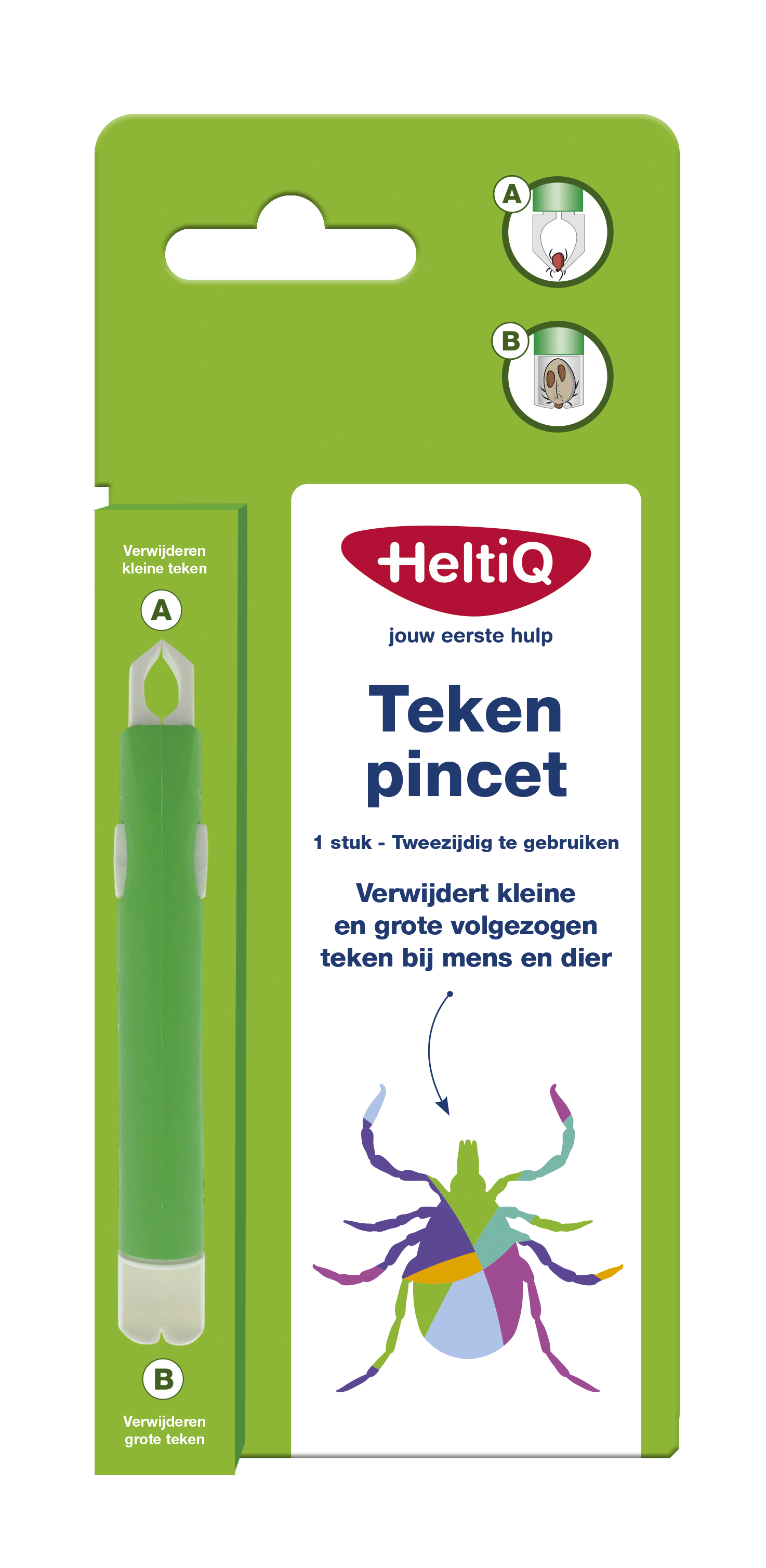 Heltiq tick tweezers for removing ticks and bites, stainless steel tool with fine tip for precise removal.