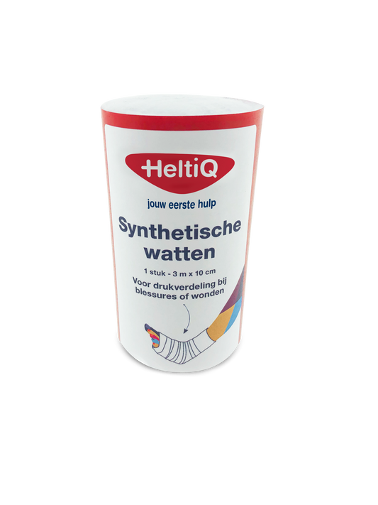 Heltiq synthetic cotton wool roll, 3m x 10cm, for medical and wound care, shown in the image.