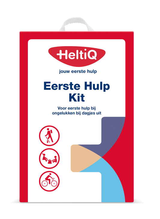 Heltiq Eerste hulp kit 1.00 set with first aid supplies, bandages, antiseptics, and medical tools for emergency use.
