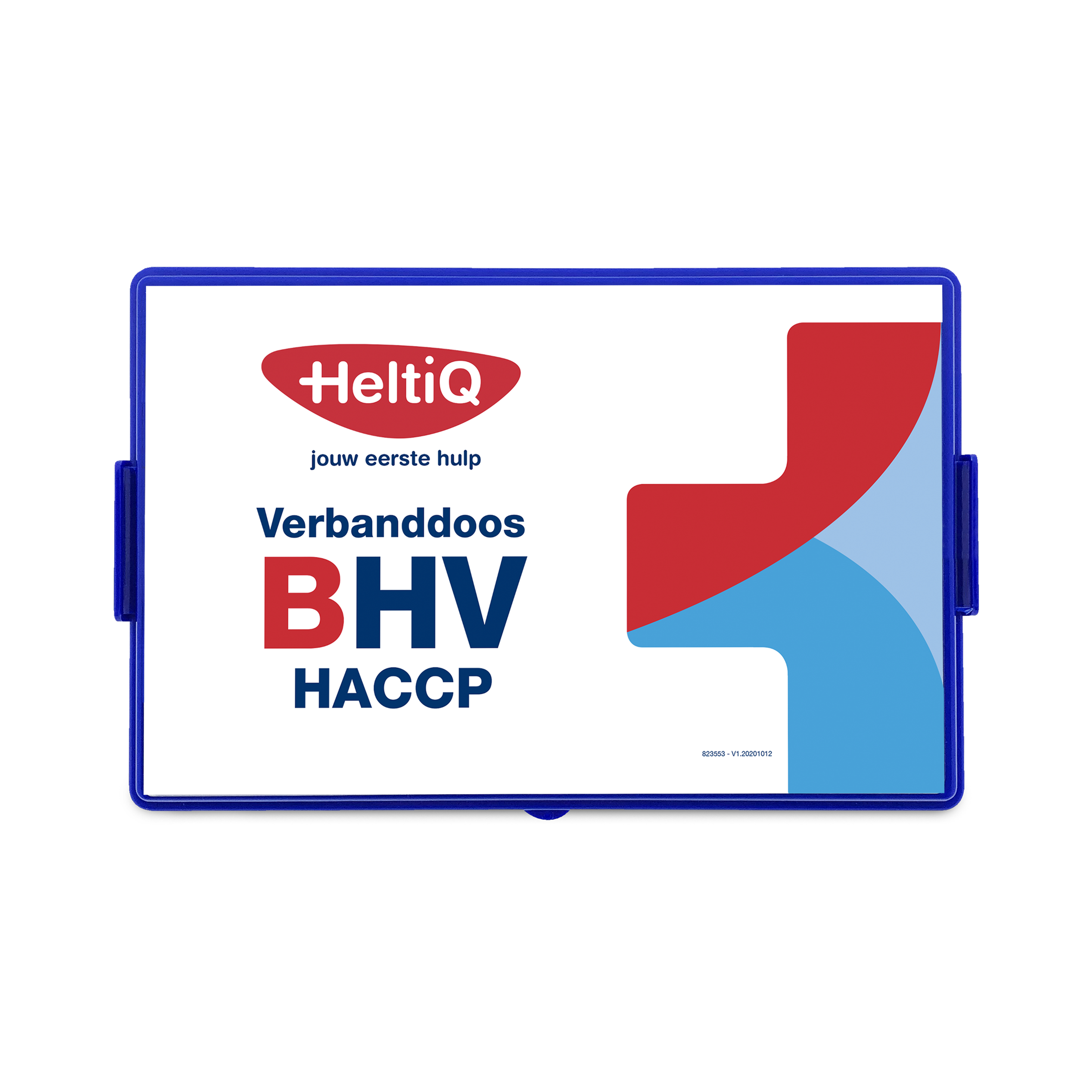 Heltiq EHBO set Verbanddoos B(HV) HACCP with first aid supplies in a compact kit, ideal for workplace safety.