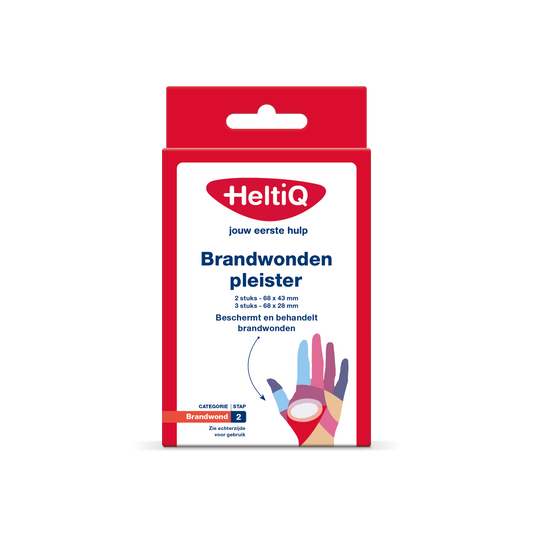 Heltiq brand wound dressings, 5-pack of adhesive plasters and tape for wound care, shown in the image.