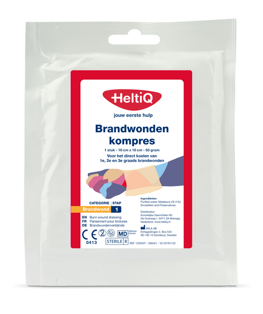 Heltiq brandwondenkompres, steriel brandwondenverband, 1 stuk voor pijnloze brandwondenzorg.