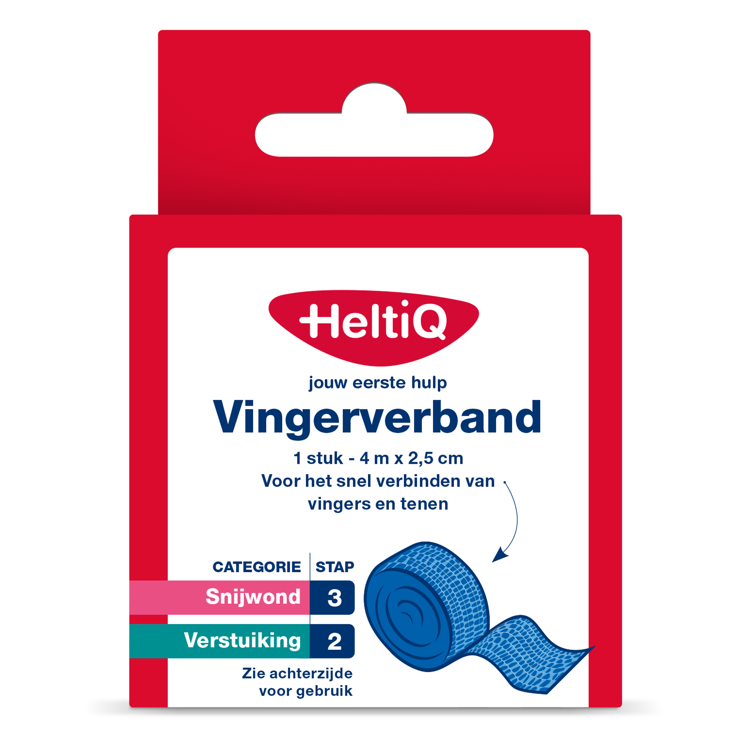 Heltiq Vingerverband 4m x 2.5cm, a flexible finger bandage from Heltiq, shown on a white background.