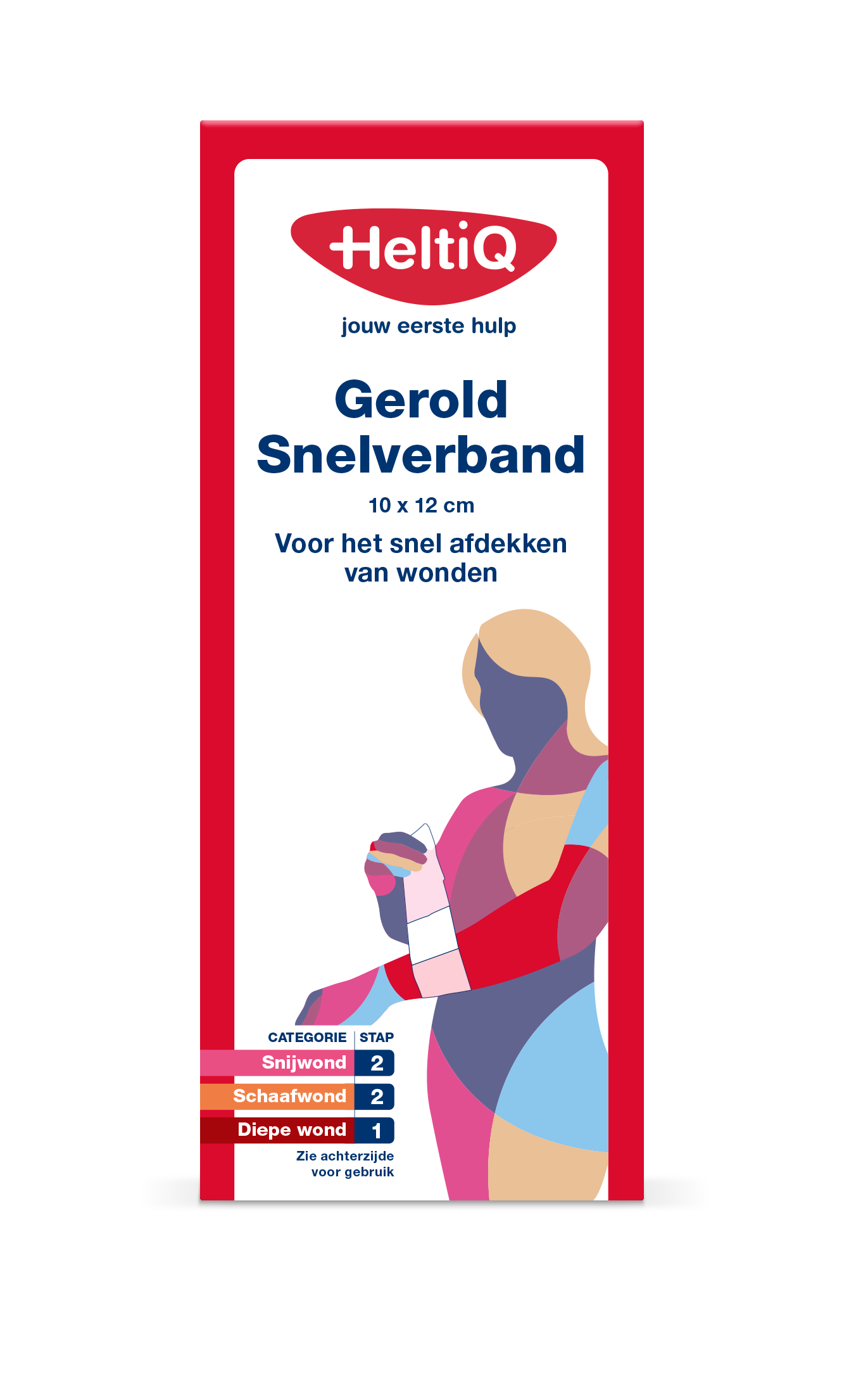 Heltiq snelverband gerold nr. 3, 10x12cm, in a roll, for wound care, with sterile gauze and elastic bandage.