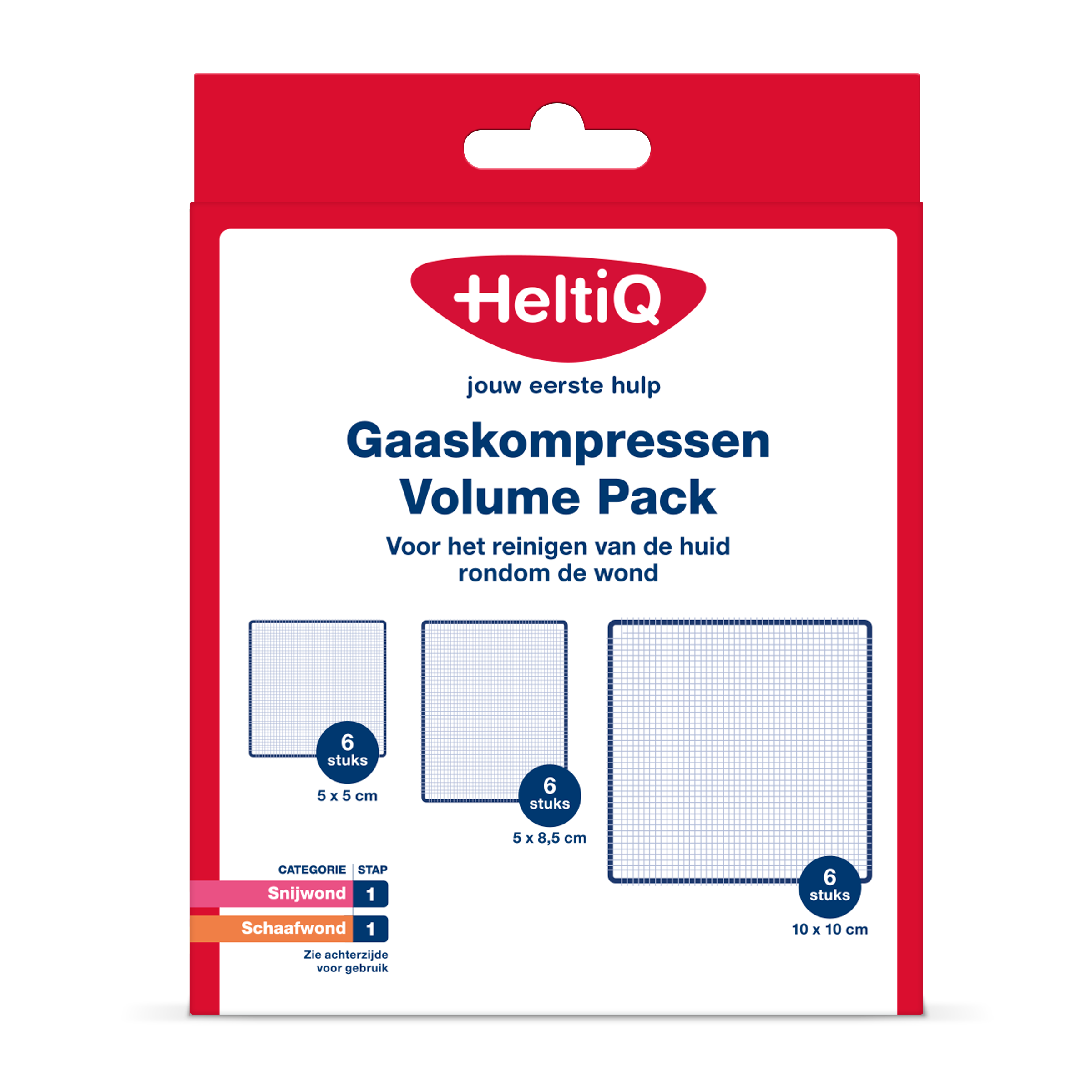 Heltiq gauze compresses, sterile medical dressings, pack of 18, for wound care and first aid.
