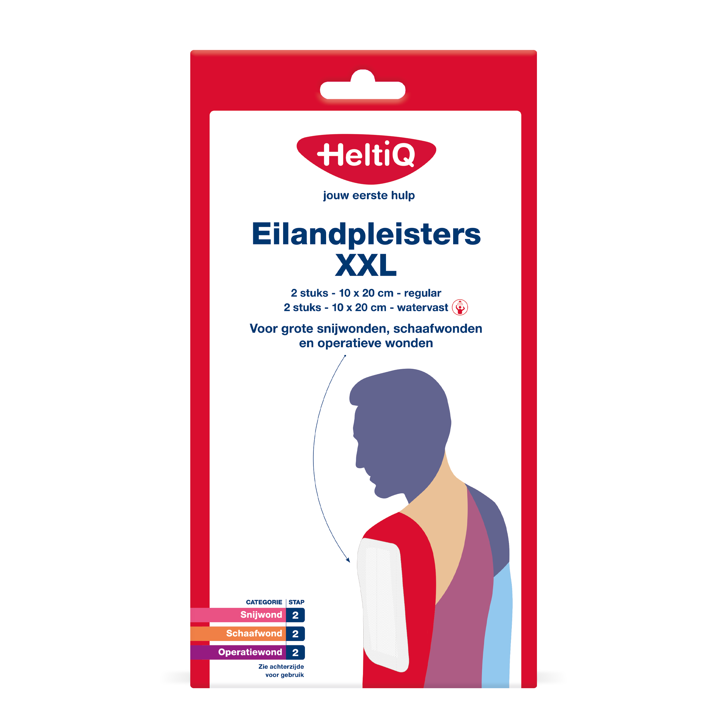 Heltiq Eilandpleisters XXL 4.00 Stuks, adhesive bandages and tape for wound care, shown in the product image.