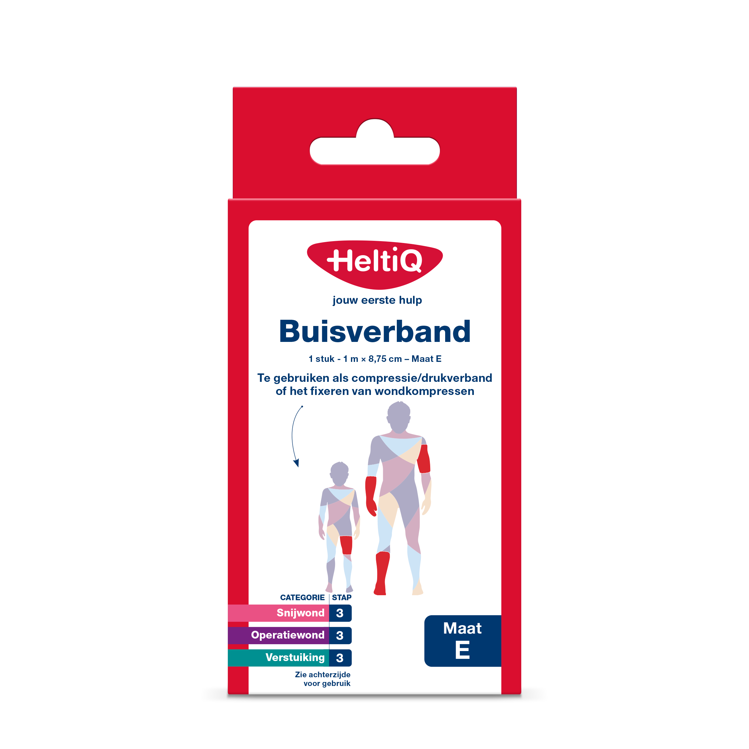 Heltiq buisverband 1m x 8.75cm maat E, elastic bandage and dressing in packaging, medical supplies for wound care