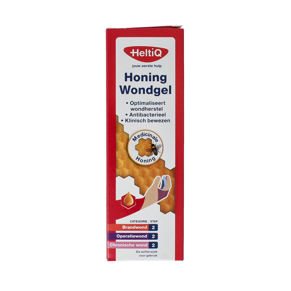 Heltiq Honing wondverzorging gel in a 15g tube, natural wound healing product for minor cuts and skin injuries