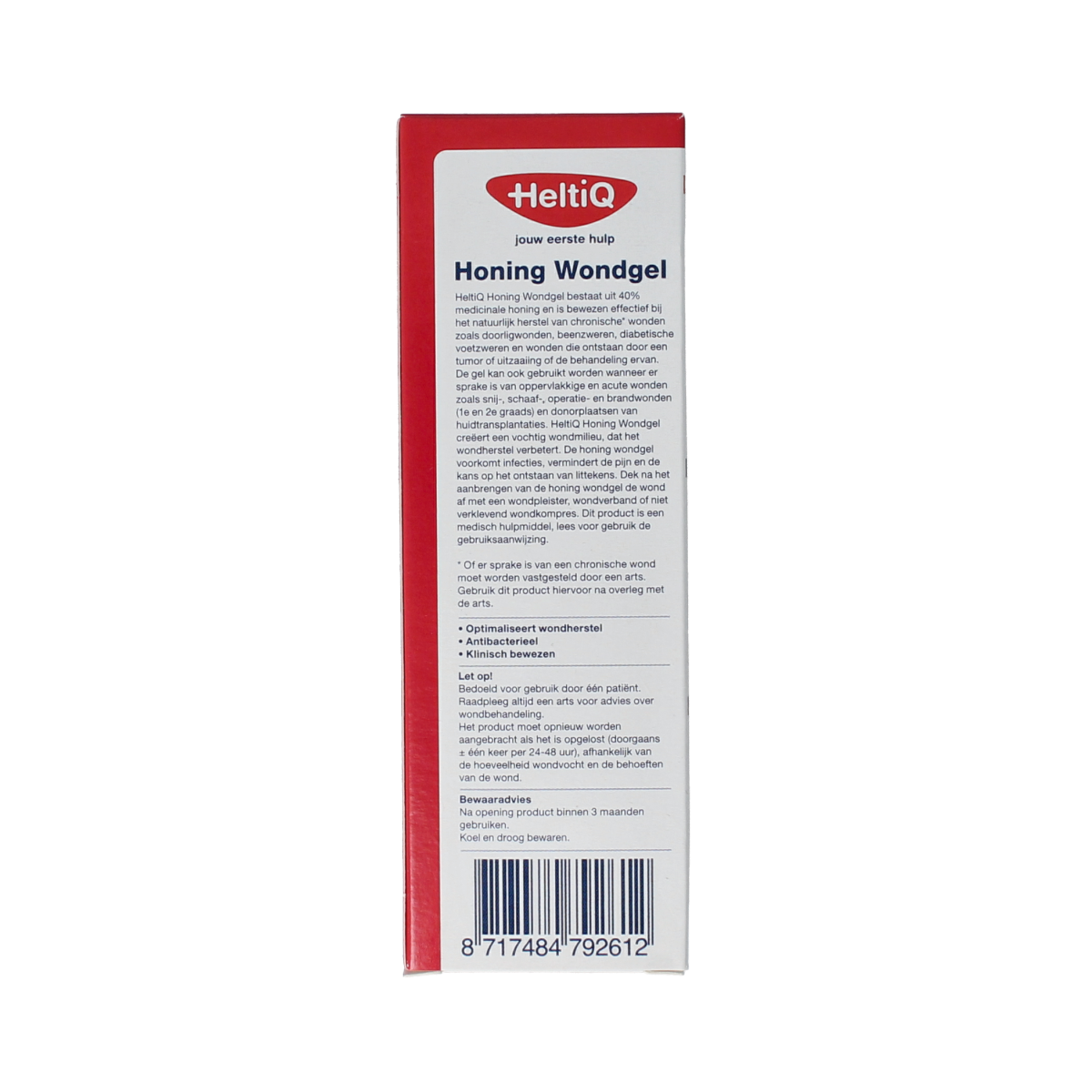 Heltiq Honing Wondgel 15g jar for wound care, featuring natural healing ingredients and easy-to-apply gel consistency.