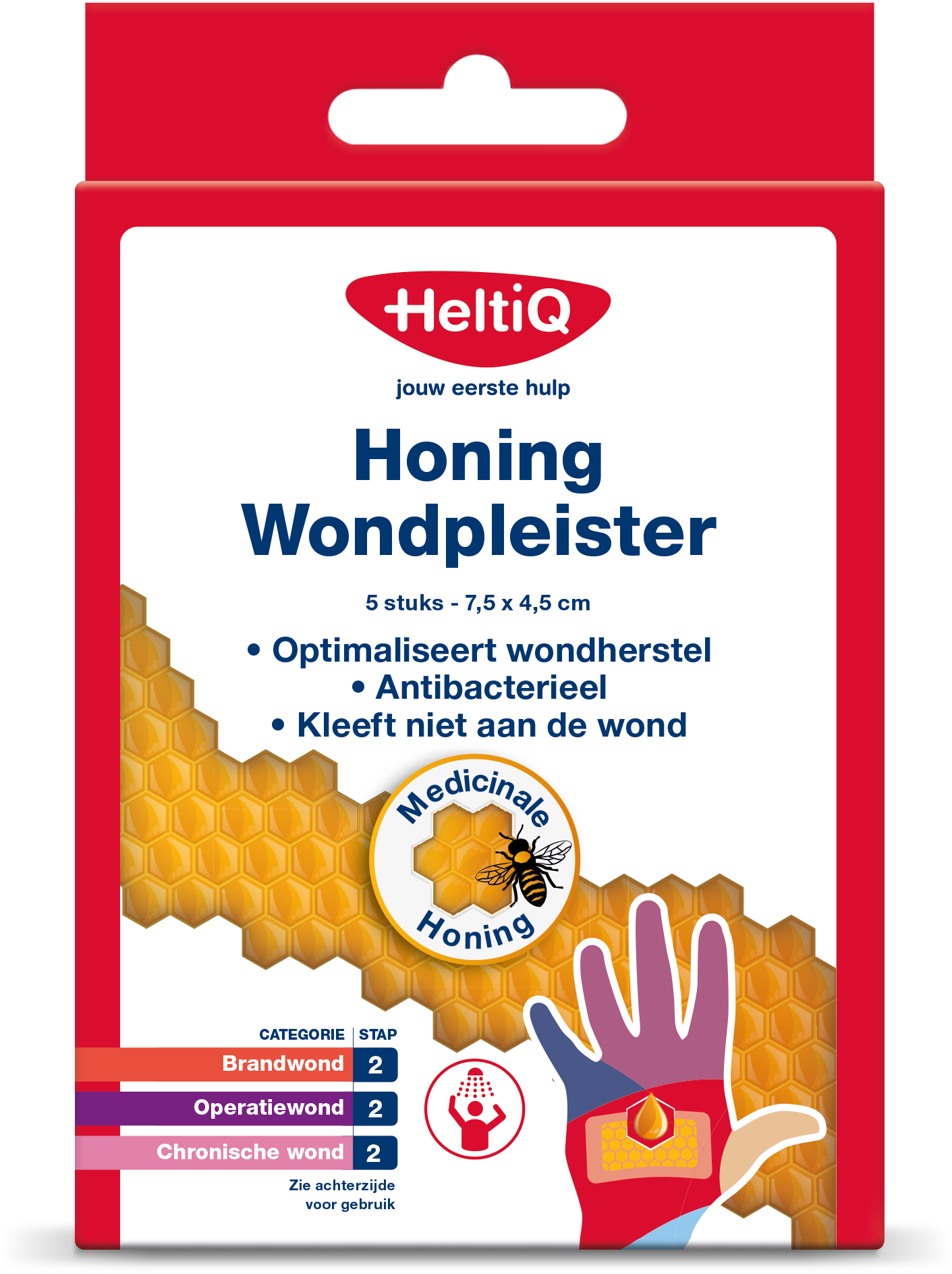 Heltiq Honing wondpleister 5.00 Stuks, adhesive bandages for wound care, with flexible tape and healing properties.