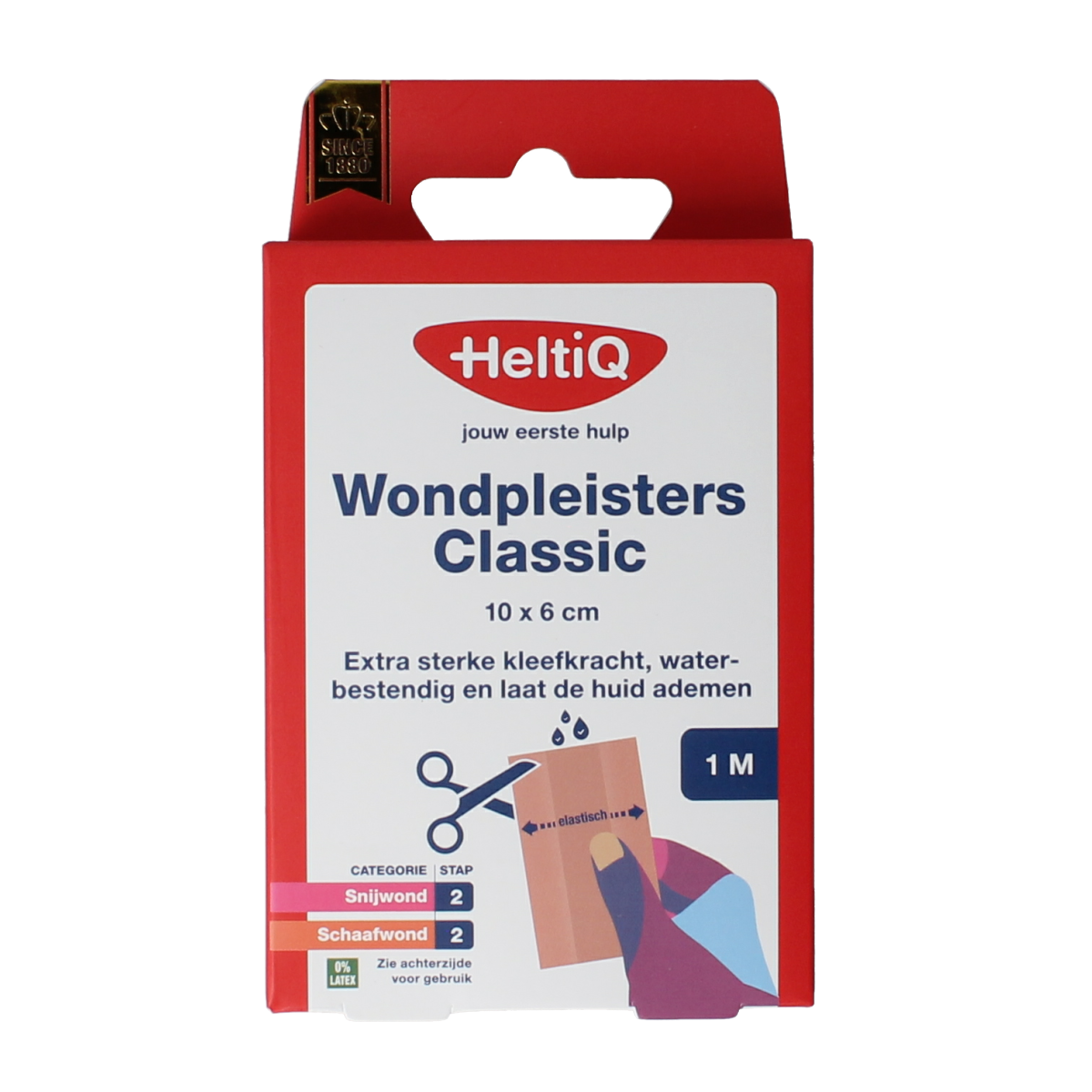 Heltiq Wondpleister classic 10x6cm adhesive bandages and tape, sterile wound dressing for first aid.