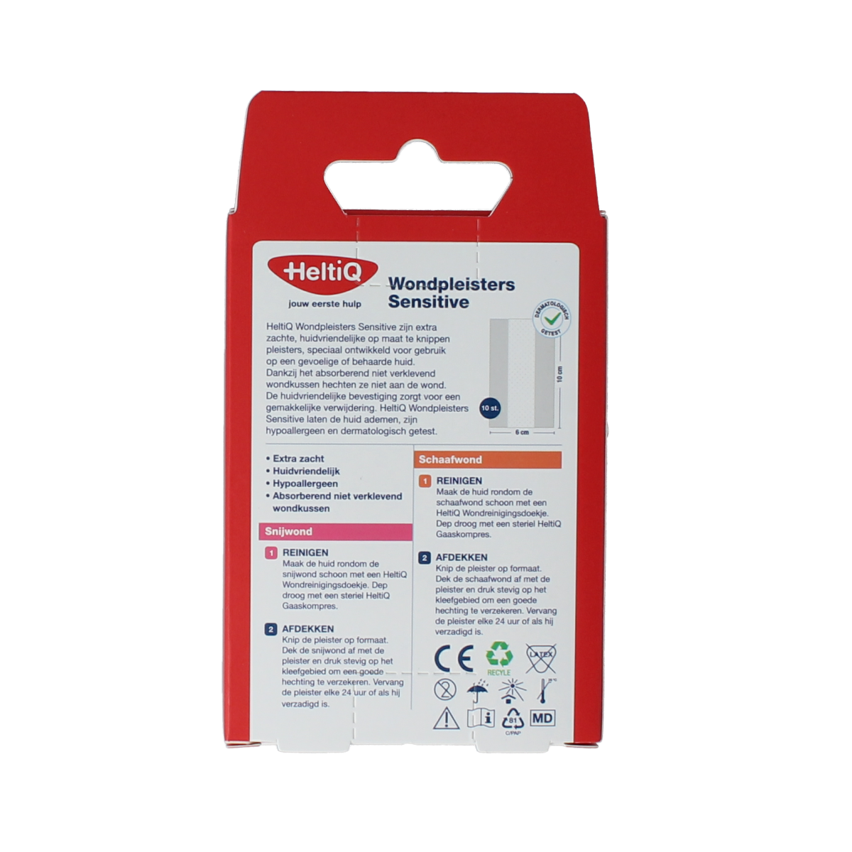 Heltiq Wondpleister sensitive 1mx6cm adhesive bandage for gentle wound coverage, shown on white background.