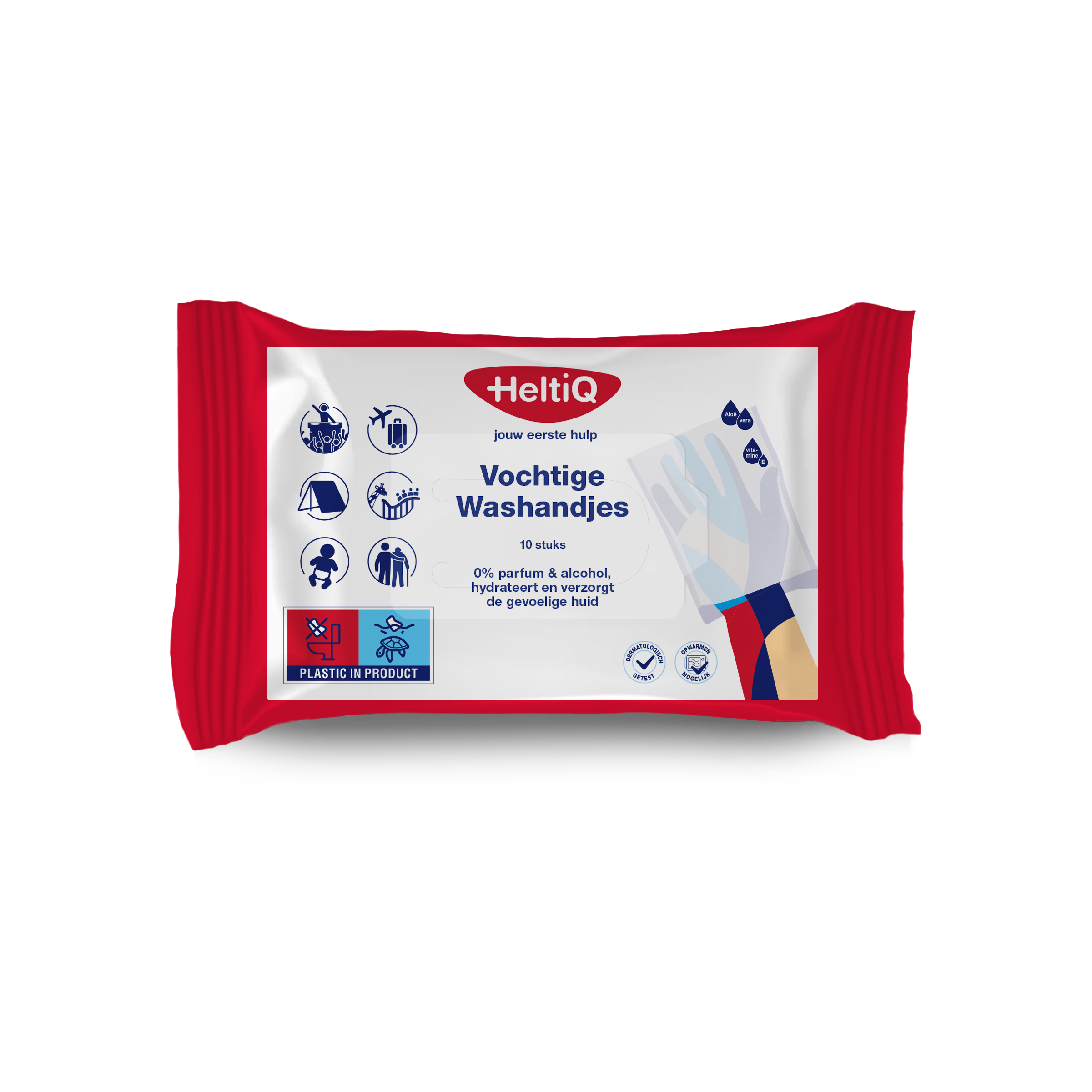Heltiq moist washcloths for bath and shower, pack of 10, soft and gentle cleansing towels for personal hygiene.