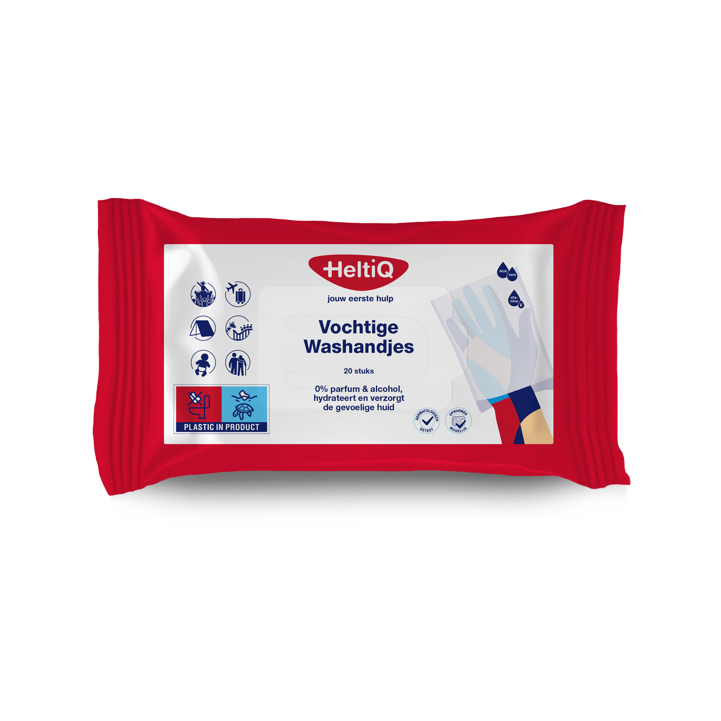 Heltiq moist washcloths for bath and shower, 20-pack, soft and gentle for cleansing skin