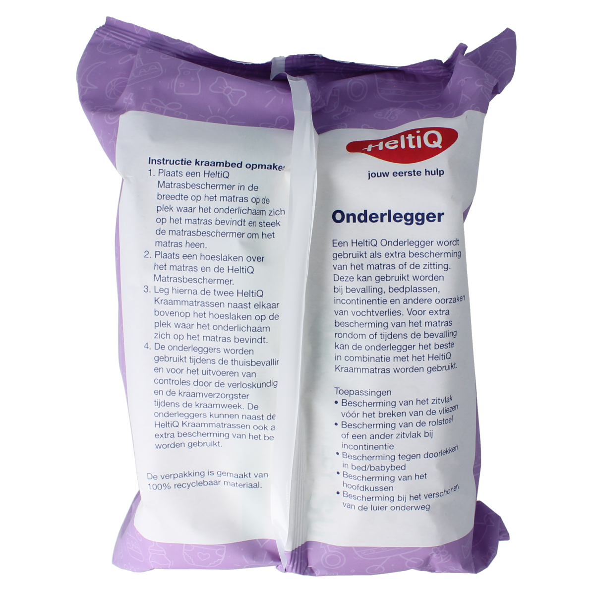 Heltiq onderlegger, 60x60cm, set of 7, waterproof assistance tool for everyday use, shown in the product image.