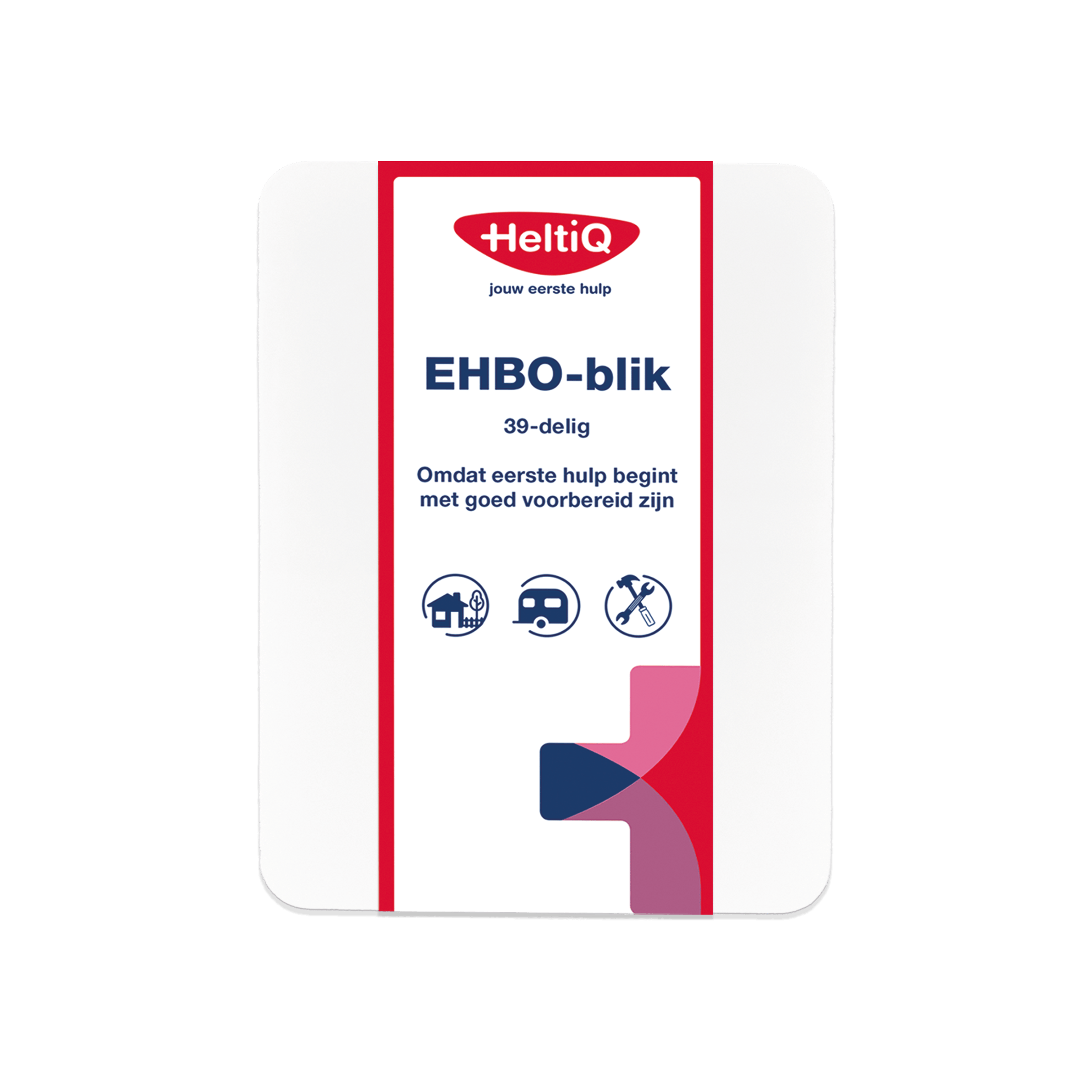 Heltiq EHBO Blik first aid kit with 1 first aid box in compact set, designed for emergency medical supplies.