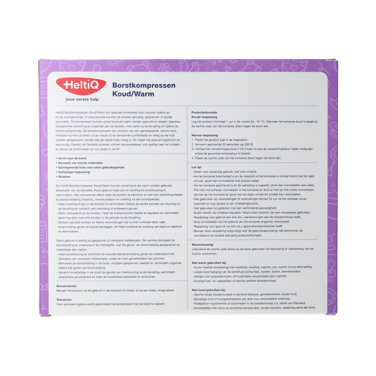 Heltiq Borstkompressen Koud/Warm, 2-pack, for postpartum use, soft cloth pads for comfort and relief.