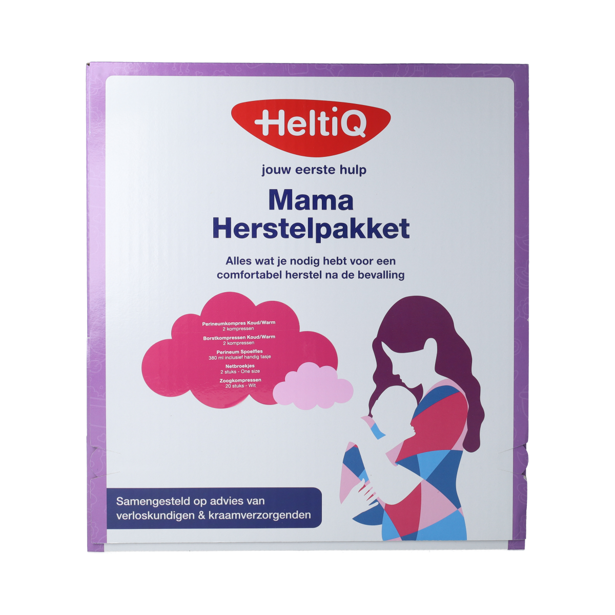Heltiq HeltiQ Mama Kraamtijd herstelpakket with postpartum care products, shown in the image.