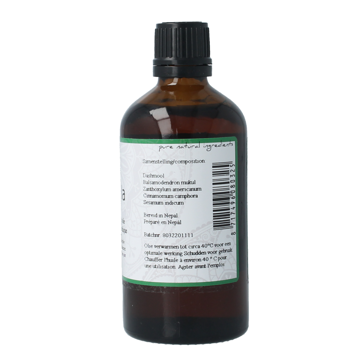 Surya Guni taila 100ml bottle of body care oil, clear plastic container with label, used for skin and body care.