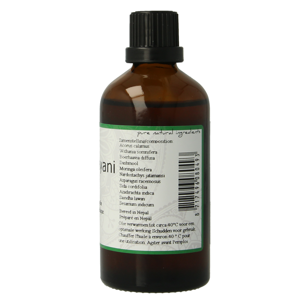 Surya Mahanarayani taila 100ml bottle of herbal body care oil, traditional Ayurvedic massage oil with natural ingredients.