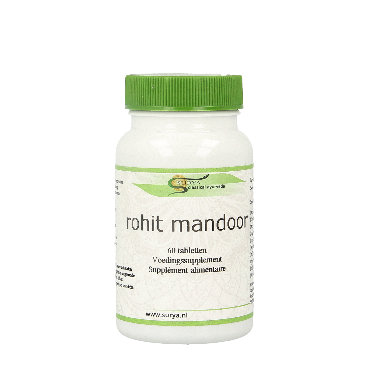 Surya Rohit Mandoor herbal supplement tablets in a blister pack, natural herbal remedy for overall wellness.