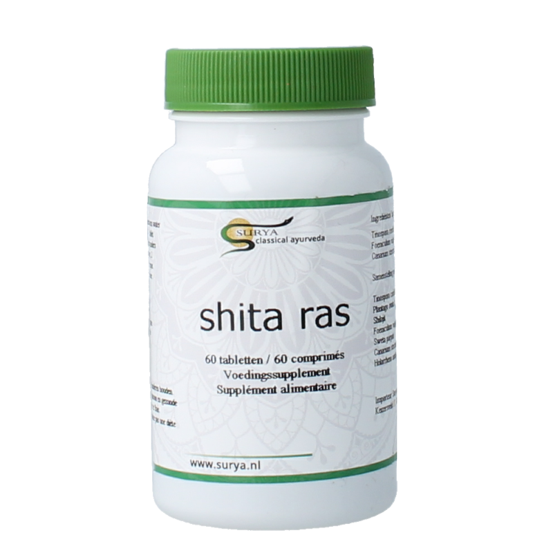 Surya Shita ras 60 herbal tablets in a blister pack, traditional herbal supplement from Surya for health support.