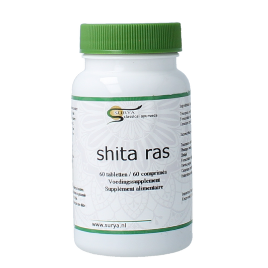 Surya Shita ras 60 herbal tablets in a blister pack, traditional herbal supplement from Surya for health support.