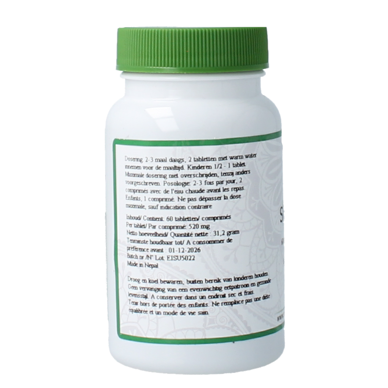 Surya Shita Ras herbal supplement in a bottle of 60 tablets, natural kruidenpreparaten by Surya, shown in the image.