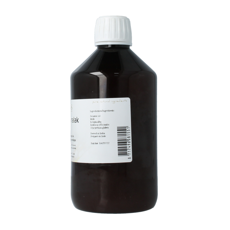 Ojas Bringamalak taila 500ml bottle for body care with a simple, natural design and label showcasing the product.
