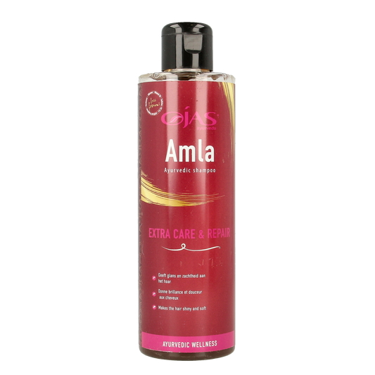 Ojas Amla Shampoo bottle for hair care, 250ml, natural herbal hair treatment with Amla for healthy hair.