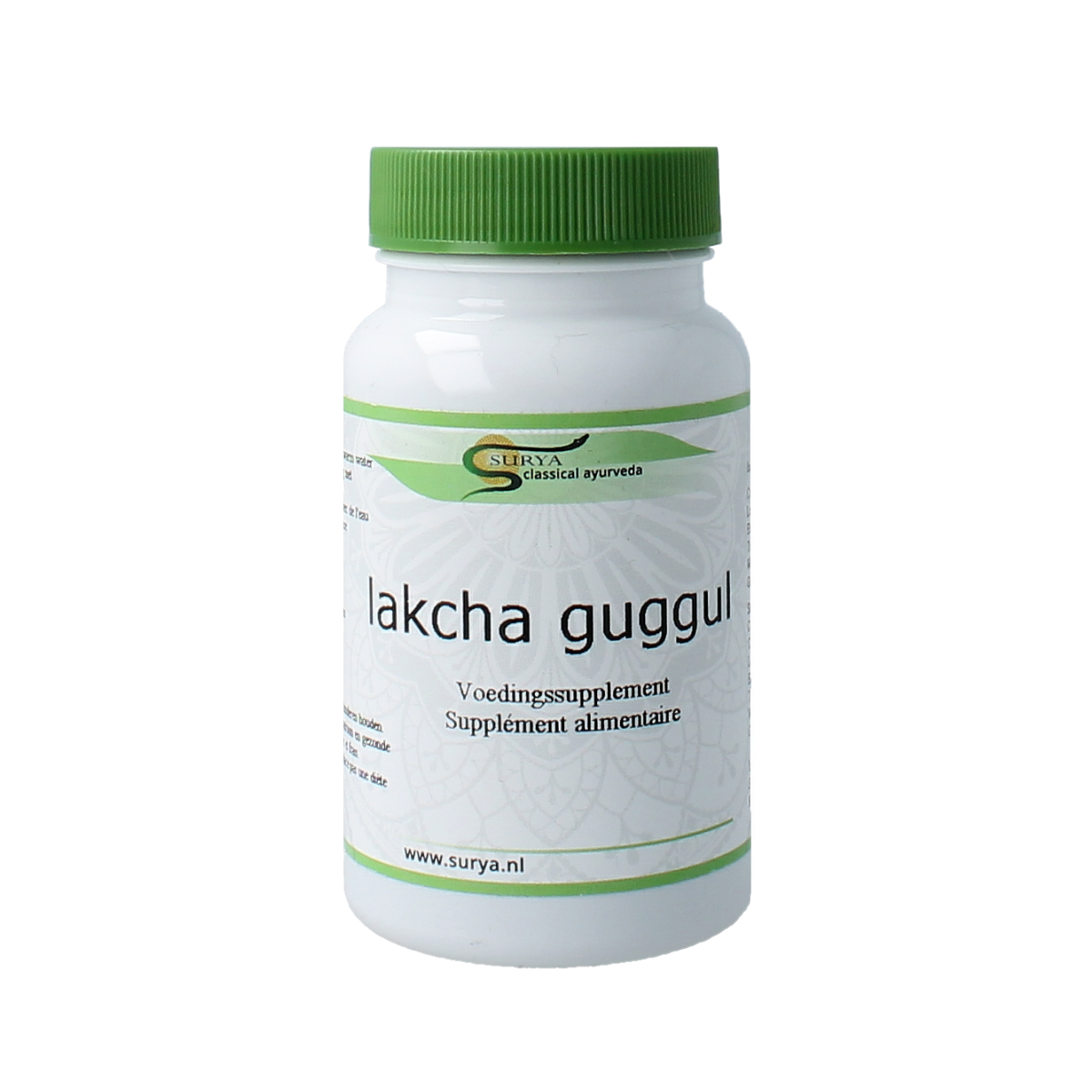 Surya Lakcha Guggul herbal tablets in a blister pack, natural herbal supplement from Surya for overall wellness.