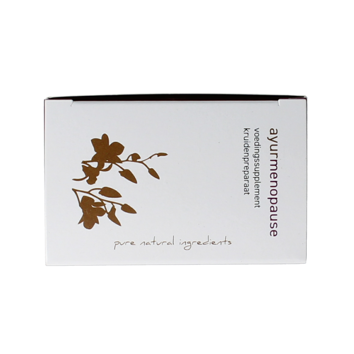 Ojas Ayurmenopause herbal capsules for menopause relief, vegetarian supplement in a clear bottle with capsules visible inside.