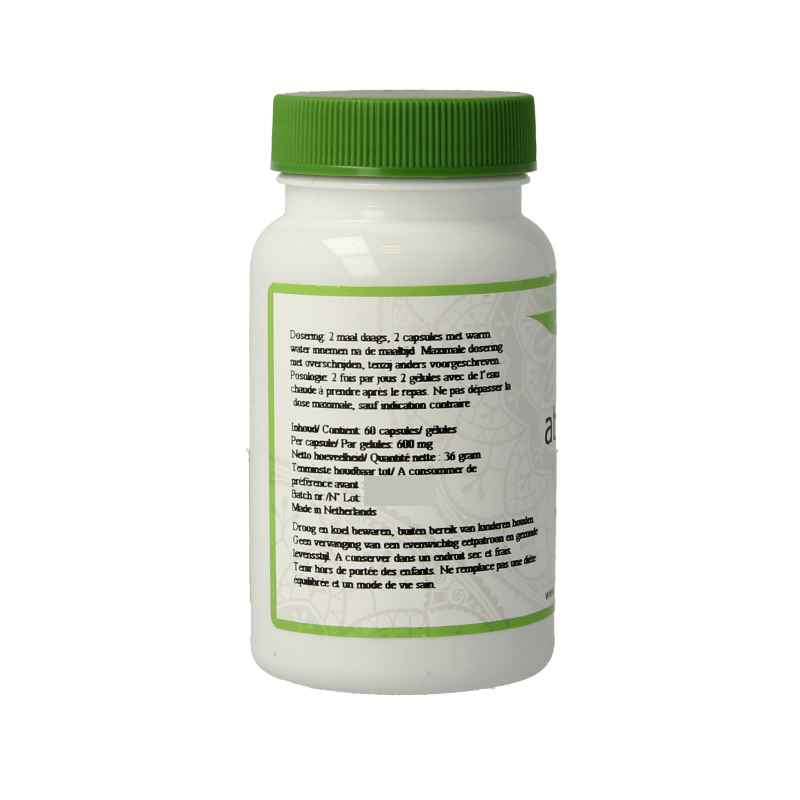 Surya Abipattikar Surya 60 vegetarian herbal capsules in a container, used as a traditional herbal supplement.