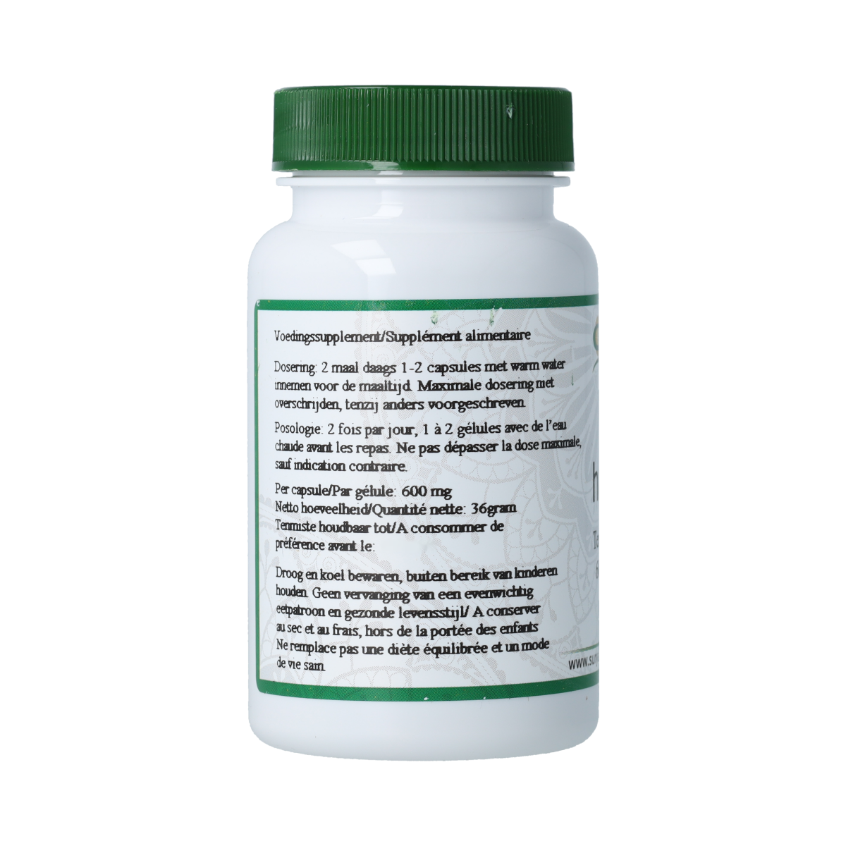 Surya Haritaki bio capsules in a bottle, herbal supplement for wellness, from Surya brand, shown with capsule packaging.